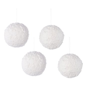 Snowball hanger, 8cm, white, 4/box