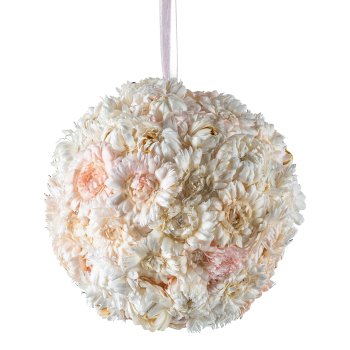 Rosenkugel Trockenblumenmix Hänger, 15x15x15cm, Rosa