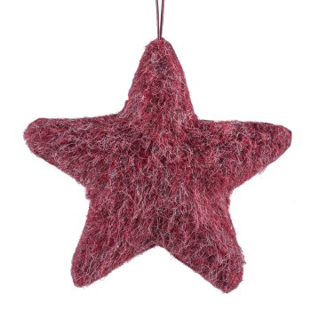 Felt star, hanger 18x5x18cm, dark red