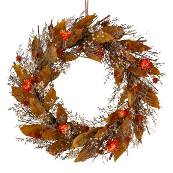 Dried flower wreath 46x46x9cm, orange