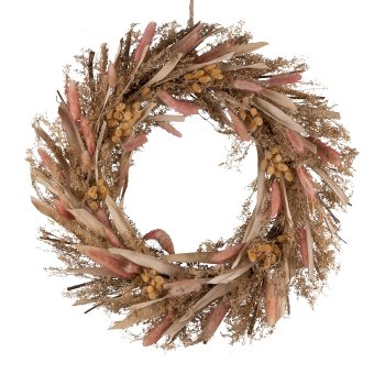 Trockenblumen Kranz 46x46x9cm, Rosa Pfeffer