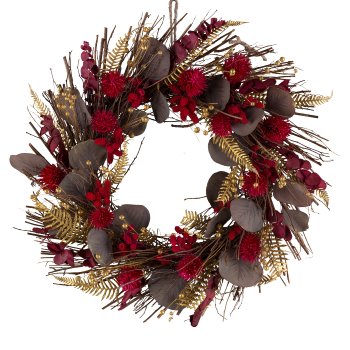 Dried flower wreath 46x46x9cm, dark red