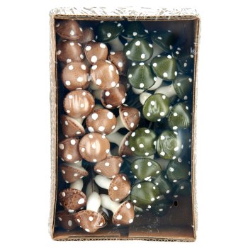 Foam mushrooms with wire for sticking, 2cm, dark green