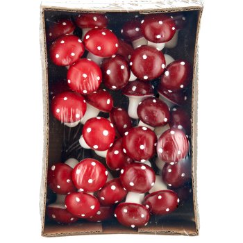 Schaumstoff Pilze 6x6St./Bund m.Draht z.Stecken, 3cm, rot