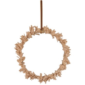 Schaumstoff Dekoring Mistelblatt mit Samtbezug, 18x18x3cm, champagner