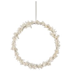 Schaumstoff Dekoring Mistelblatt mit Samtbezug, 23x23x3cm, naturweiß