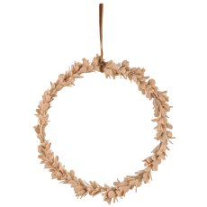 Schaumstoff Dekoring Mistelblatt mit Samtbezug, 23x23x3cm, champagner
