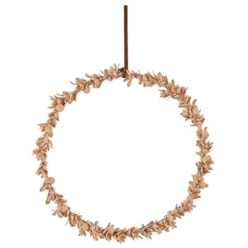 Schaumstoff Dekoring Mistelblatt mit Samtbezug, 28x28x3cm, champagner