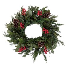Cypress wreath with berries, 60x10cm, green