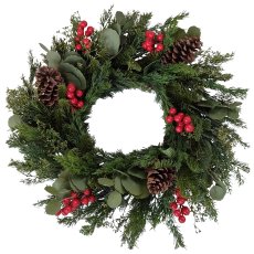 Cypress wreath with berries, 80x12cm, green