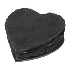 Schiefer Herz Untersetzer, 10x10x1cm, schwarz, 4/Box