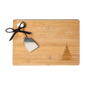 Bamboo wooden cutting board, with mini knife XMAS, 28x20x3cm,