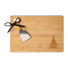 Bambus Holz Schneidebrett m.Mini Messer XMAS, 28x20x3cm, braun