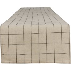 Cotton table runner, chequered, 40x180cm, natural
