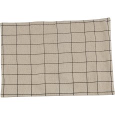 Cotton placemat, chequered, 33x48cm, natural