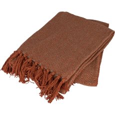 Cotton cosy blanket, with fringes, 130x170cm, orange