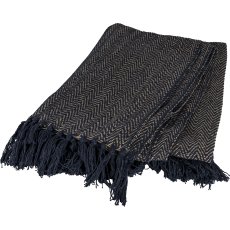Cotton cosy blanket, with fringes, 130x170cm, blue