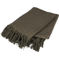 Cotton cosy blanket, with fringes, 130x170cm, khaki