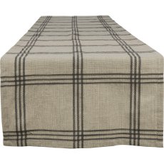 Cotton table runner, chequered double, 40x180cm, grey