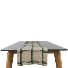 Cotton table runner, chequered double, 40x180cm, green