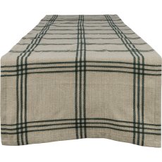 Cotton table runner, chequered double, 40x180cm, green
