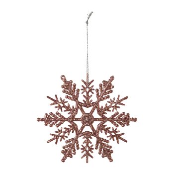 Glitter Snowflake Pendant, 7,5x7,5x0,2cm, Pink, 4/Poly