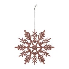 Glitter Snowflake Pendant, 7,5x7,5x0,2cm, Pink, 4/Poly