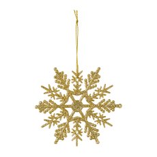 Glitter Snowflake Pendant, 10x10x0,2cm, Gold, 4/Poly