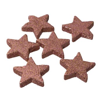 Glitter Star, 6,5x6,5x1cm, Pink, 6/Poly