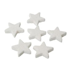 Glitter Star, 6,5x6,5x1cm, White, 6/Poly