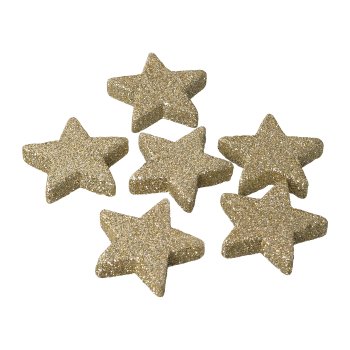 Glitter Stern, 6,5x6,5x1cm, champagner, 6/Poly