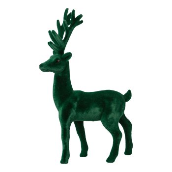 Flocked Stag, 18,5x12x3cm, Dark Green