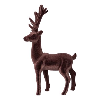 Flocked Stag, 18,5x12x3cm, cafe