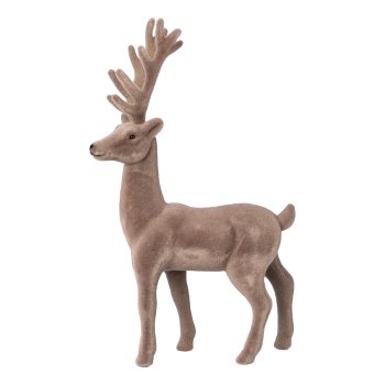 Flocked Stag, 18,5x12x3cm, natural