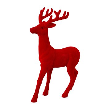 Flocked Stag, 46x30x9cm, Red