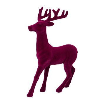 Flocked Stag, 46x30x9cm, Pink