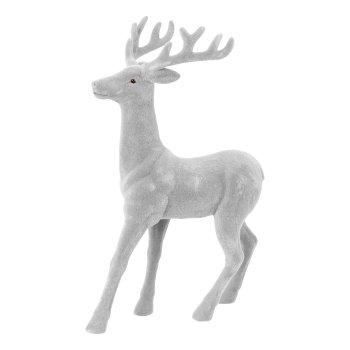 Flocked Hirsch, 46x30x9cm, grau