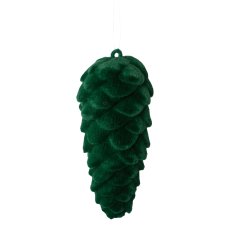 Plastic hanger cone flocked, 12,5cm, dark green