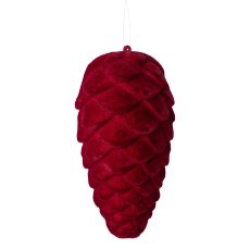 Plastic hanger cone flocked, 18cm, bordeaux