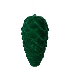 Plastic hanger cone flocked, 25cm, dark green