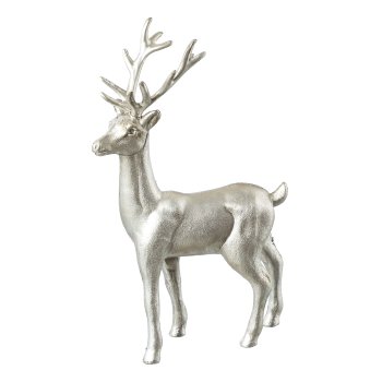 Plastic stag painted SILVRETTA, 24cm, antique silver