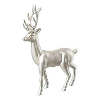 Plastic stag painted SILVRETTA, 36cm, antique silver