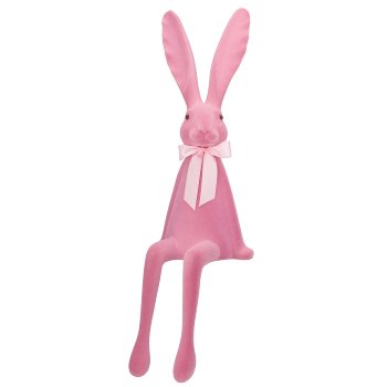 Dekohase JEFFREY mit Satinschleife, KH, geflockt, 28x28x92cm, mauve