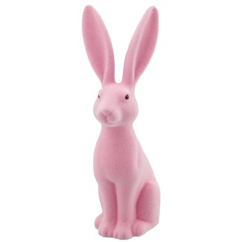 Decorative rabbit JEFFREY, standing, flocked, 8x10x32cm, light pink