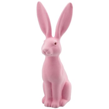 Decorative rabbit JEFFREY, standing, flocked, 13x18x52cm, light pink